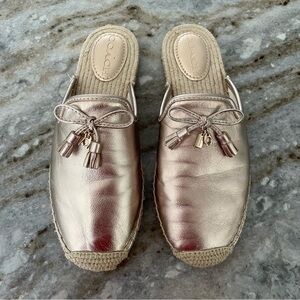 Coach Cassidy Espadrille Gold Metallic Mule Slides Women’s 8.5